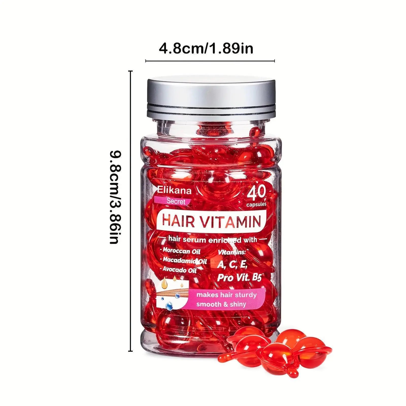 Eikana Hair Vitamin Capsules 40Pcs, Enriched with Vitamins a C E & Avocado Oil, Deep Nourishing Hair Serum for Smooth Silky Shine, Frizz Control, Easy Single-Use for All Hair Types