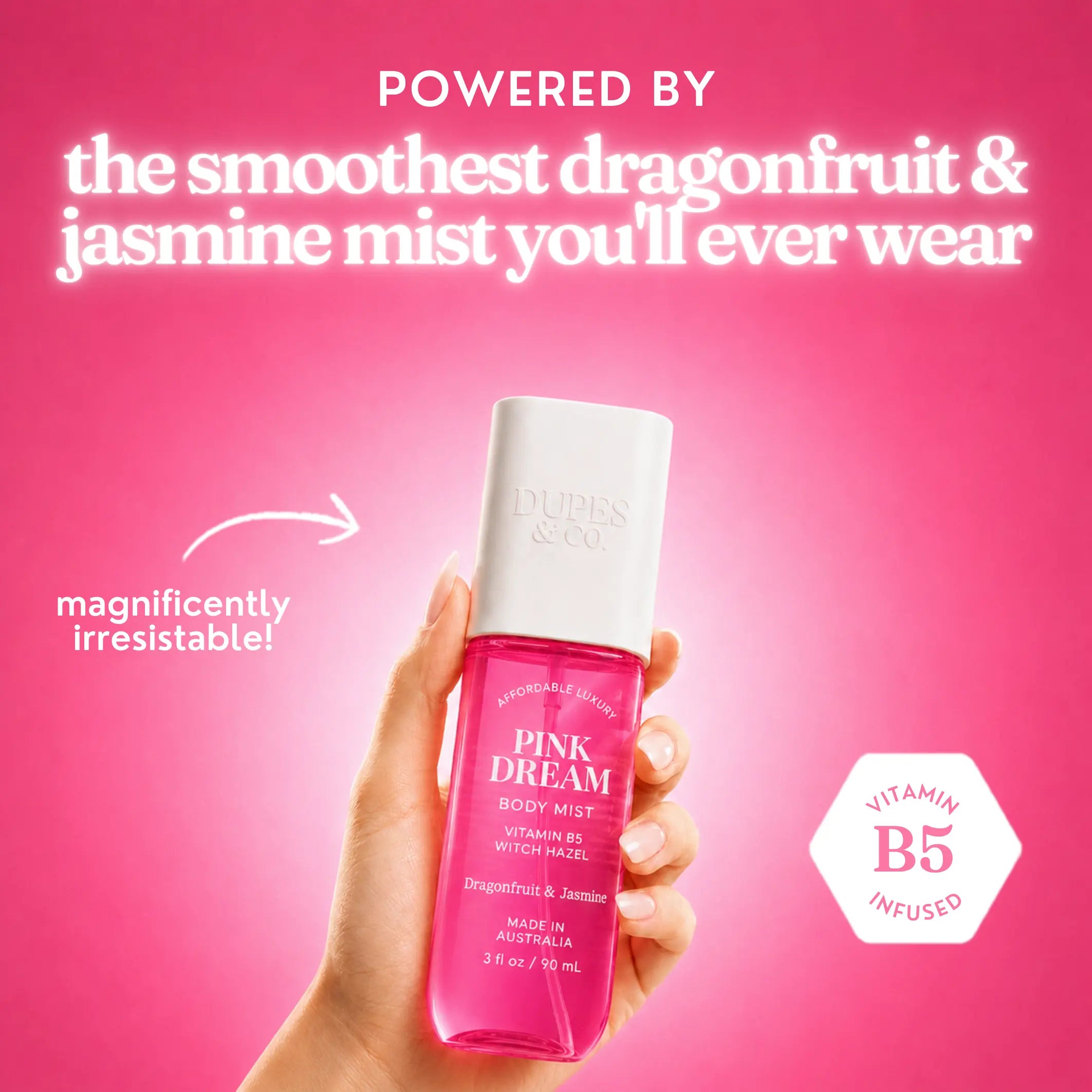 Pink Dream Body Mist, Dragonfruit & Jasmine, Womens Body Mist, Fruity Floral Perfume Spray, 3 Fl Oz, Dragonfruit, Jasmine, Fruity Floral, Tropical, Sweet