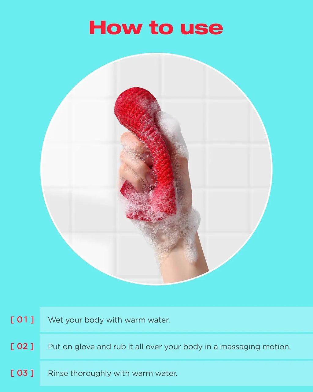 LAUNDRYOU Exfoliating Body Glove Personal Care Pack Accessories, Gentle Bath Cleansing Scrub Mitt with Hyaluronic Acid, Papaya Enzyme for Nourishing Care, Korean Essential for Normal Skin Bath & Shower (5 Pads)