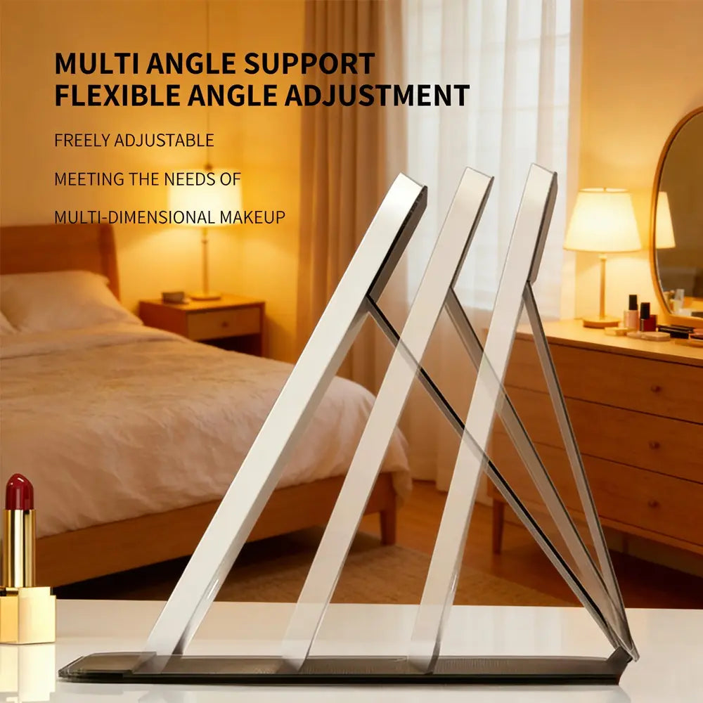 LED Makeup Mirror Rechargeable 3 Color Lights Foldable Travel Vanity Mirror with Touch Control Dimmable Rechargeable Lighted Mirror