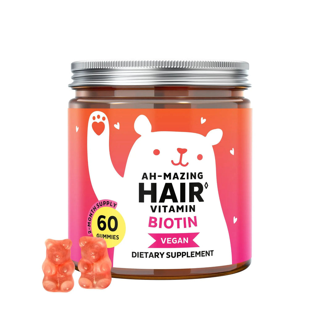 Bears with Benefits Biotin Gummies for Hair Growth, Skin & Nails – 5000 Mcg Biotin + Vitamins C & E + Zinc - 30 Gummies - Vegan Wild Berry Flavor - 1 Month Supply