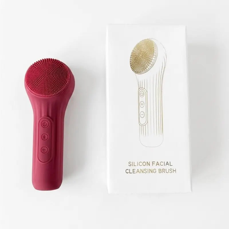 Facial Cleanser, Silicone Face Brush, Facial Vibration Massage, USB Rechargeable Face Cleaner, Facial Cleansing Brush, Skin Care Tool for Deep Cleaning