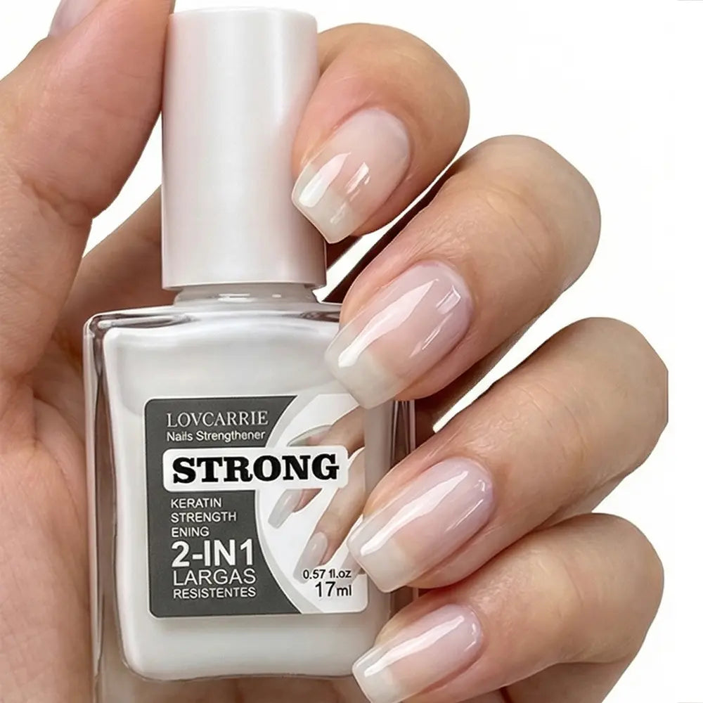 LOVCARRIE 2-In-1 Keratin Strengthening Nail Strengthener — Rescues Brittle Nails — Ideal for Nail Art Enthusiasts — 17Ml / 0.57 Fl.Oz