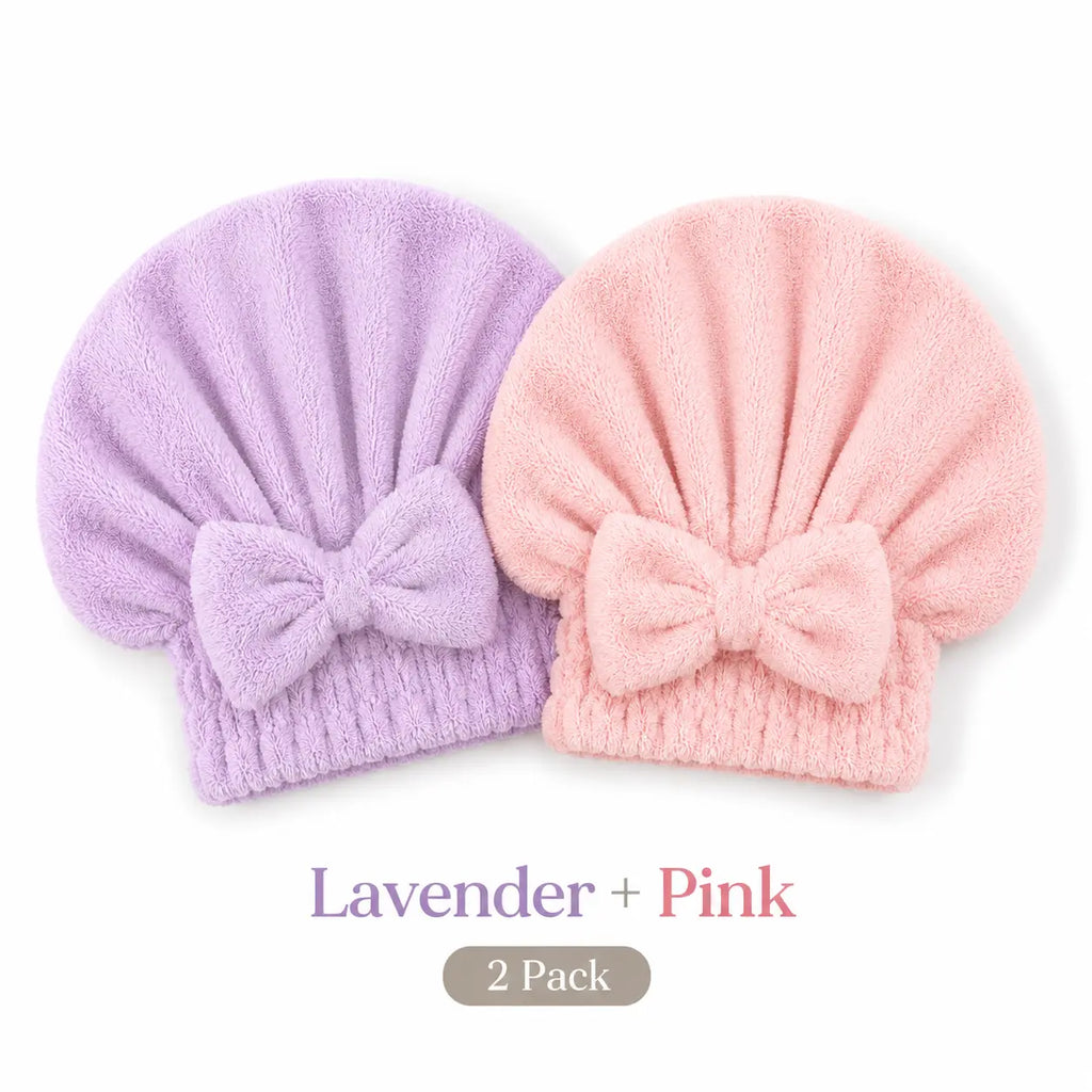 Soft Microfiber Hair Drying Cap for Women – Quick-Dry, Frizz-Free, Elastic Turban with Cute Bow, 4 Color Options for Spa, Shower & Hair Care Routine