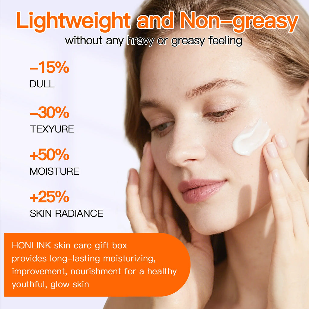 Korean 5X Vitamin C Skincare Set, 6-In-1 Skincare Gift Set with Cleanser, Toner, Serum, Lotion,Eye & Face Cream - Moisturizing Skincare Kit