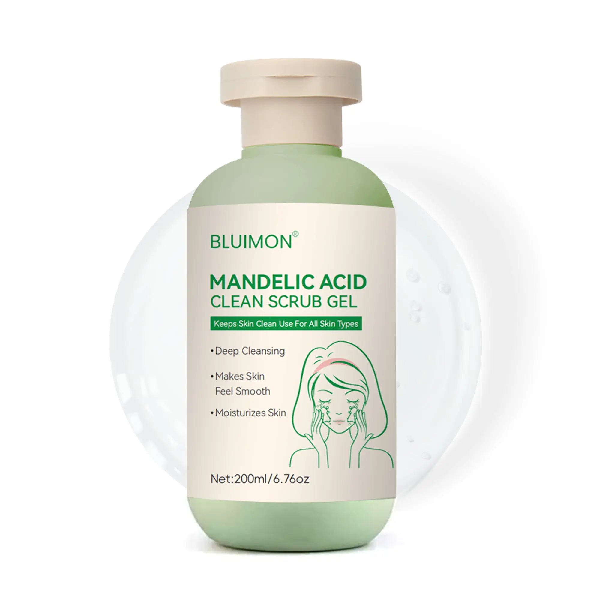 Bluimon Collagen Boosting Exfoliating Gel Positively Radiant Skin Brightening Daily Facial Scrub with Moisture-Rich Plant Extract 6.76 Oz